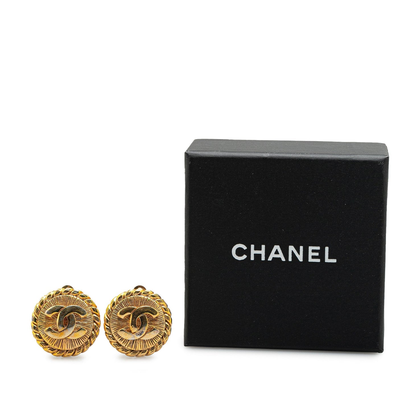 Gold Chanel Gold-Plated CC Clip On Earrings