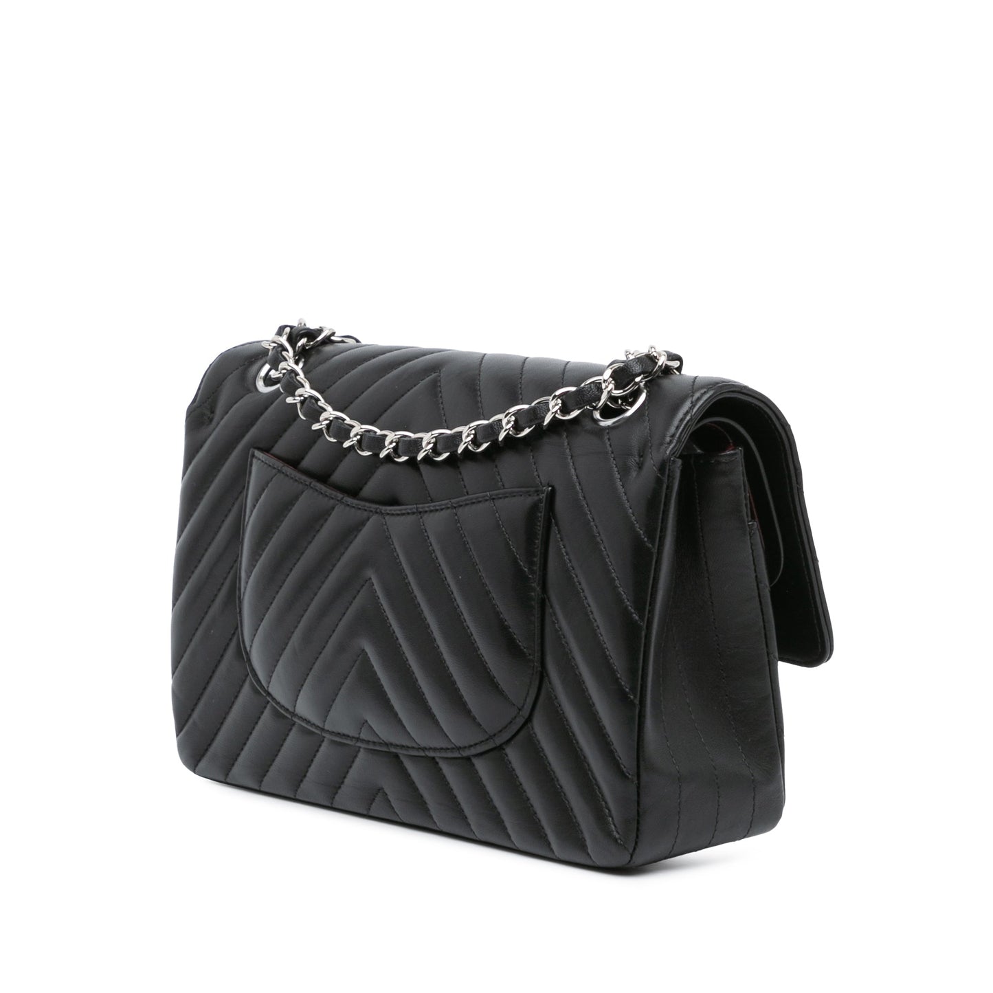 Black Chanel Medium Classic Chevron Lambskin Double Flap Shoulder Bag