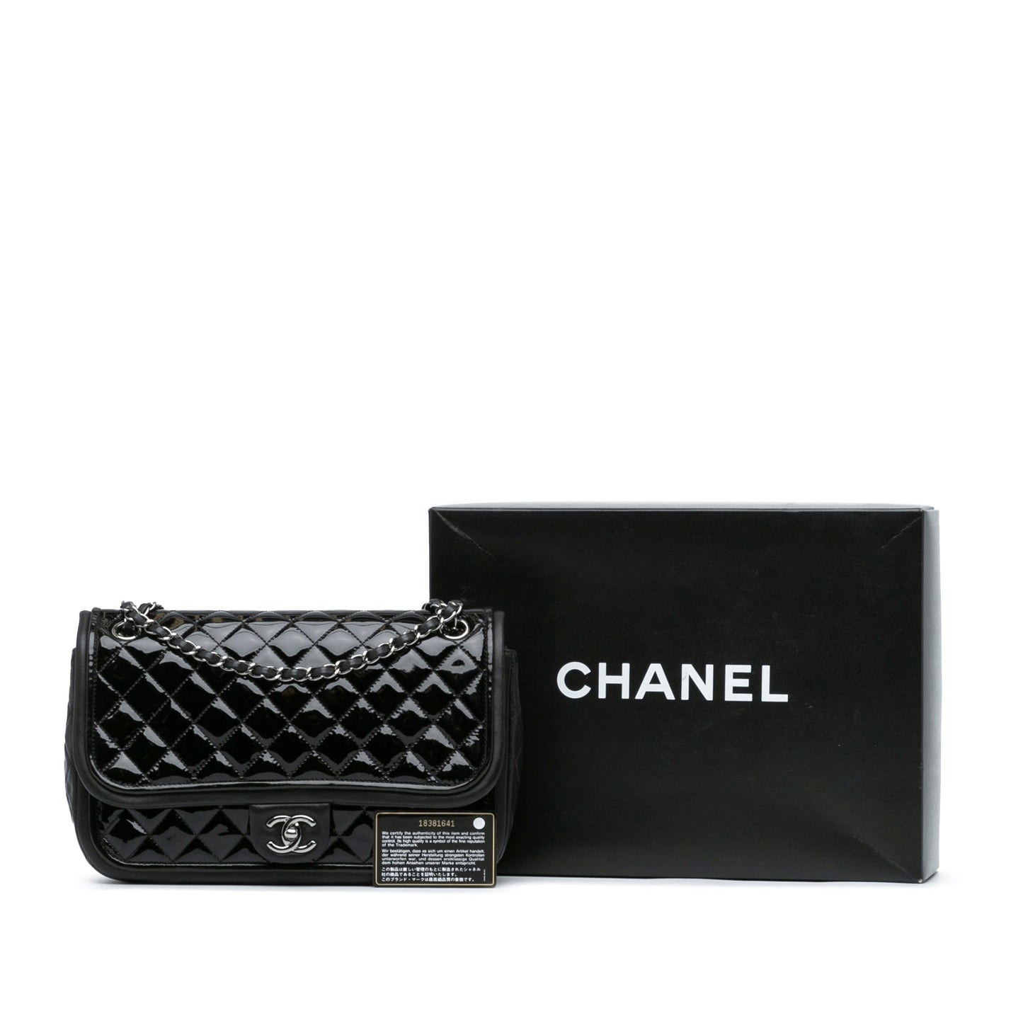 Black Chanel Jumbo Patent Classic Twist Flap Shoulder Bag