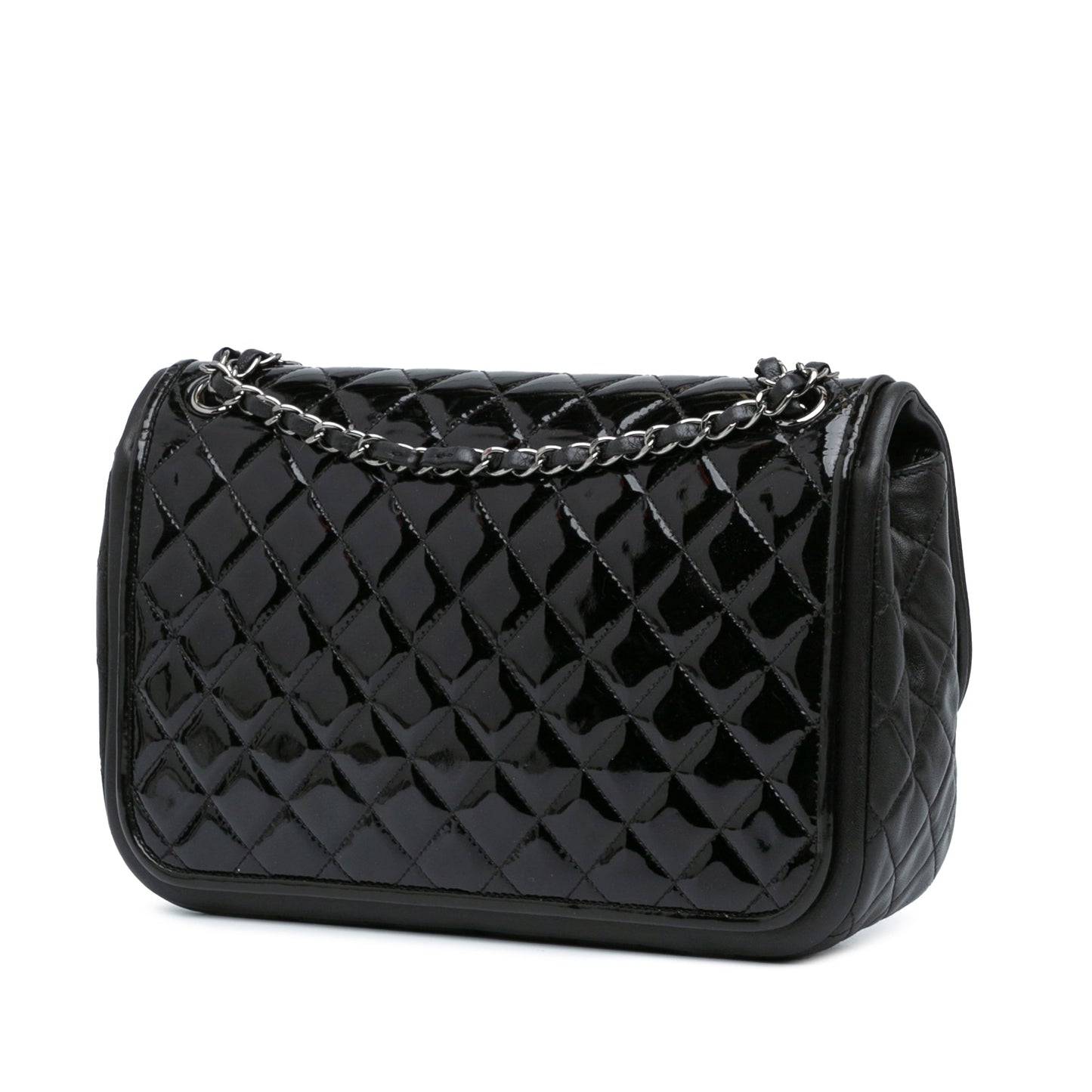 Black Chanel Jumbo Patent Classic Twist Flap Shoulder Bag