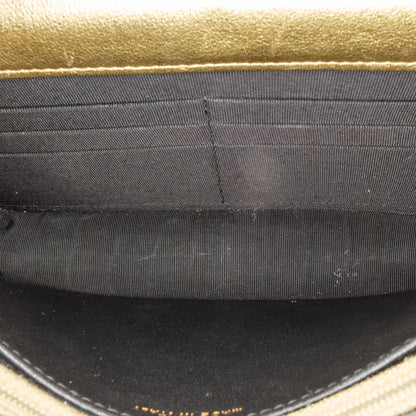 Gold Chanel CC Metallic Calfskin Crocodile Embossed Wallet On Chain Crossbody Bag