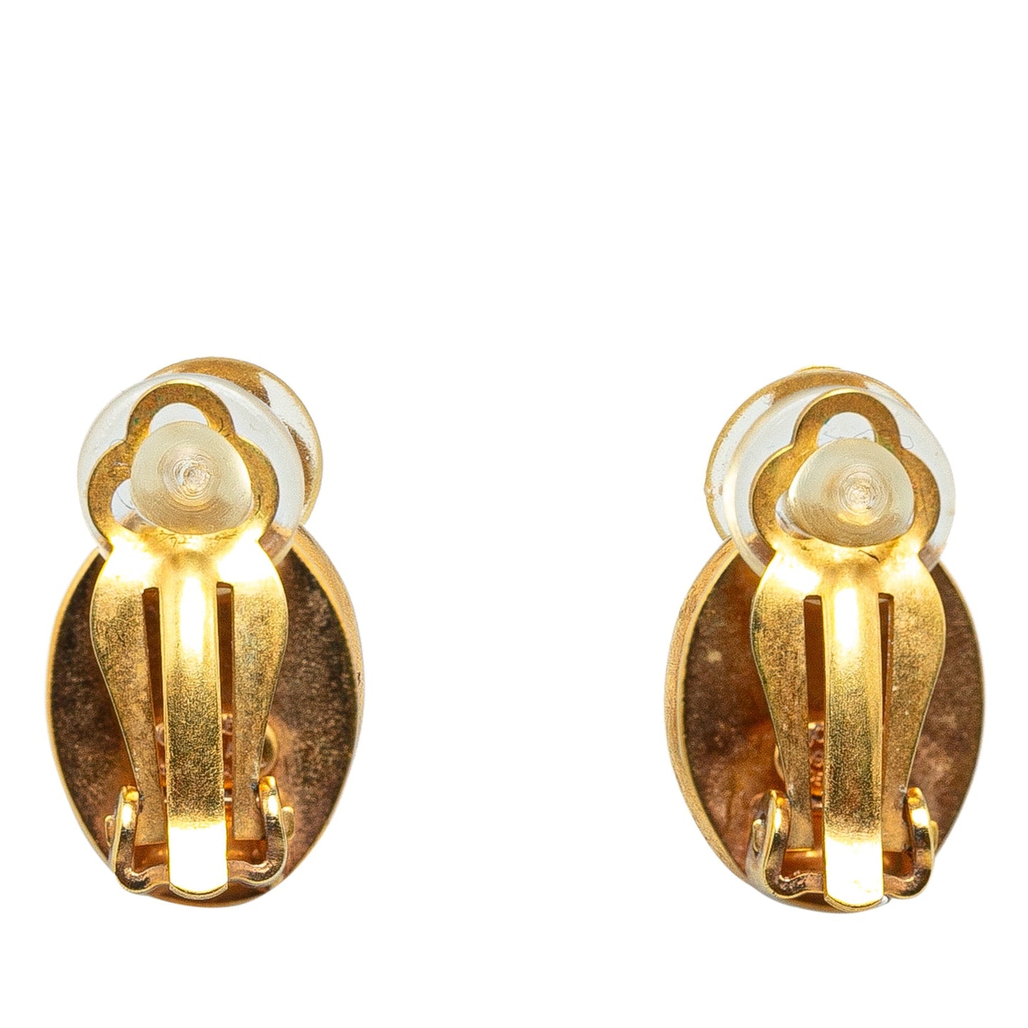 Gold Chanel Gold Plated CC Clip On Earrings