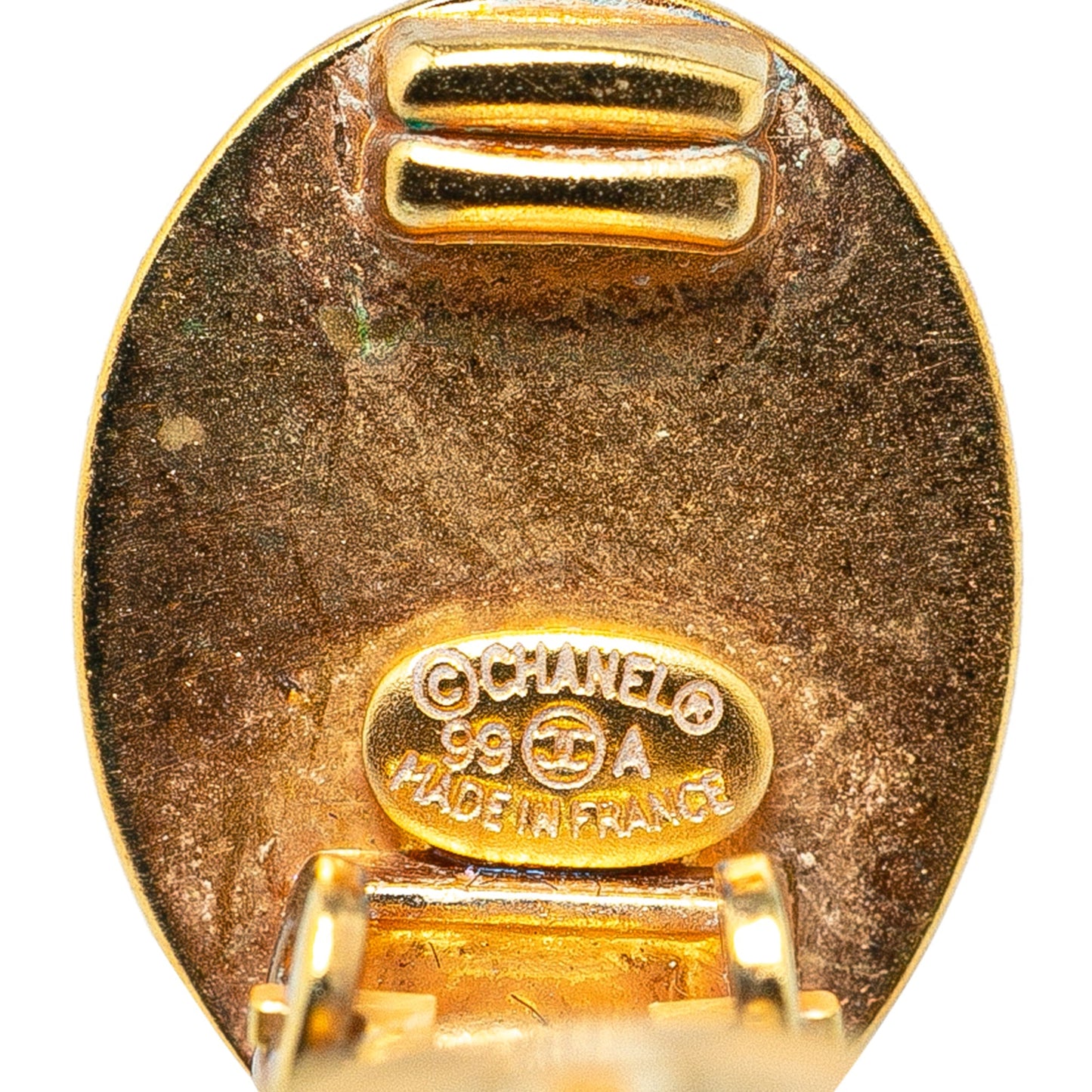 Gold Chanel Gold Plated CC Clip On Earrings