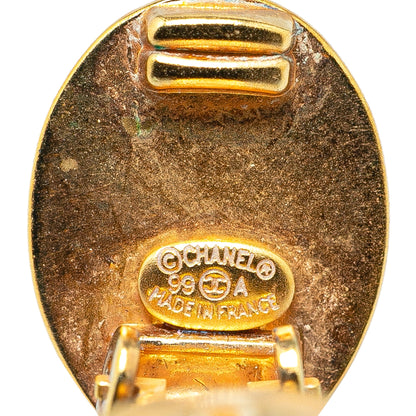 Gold Chanel Gold Plated CC Clip On Earrings