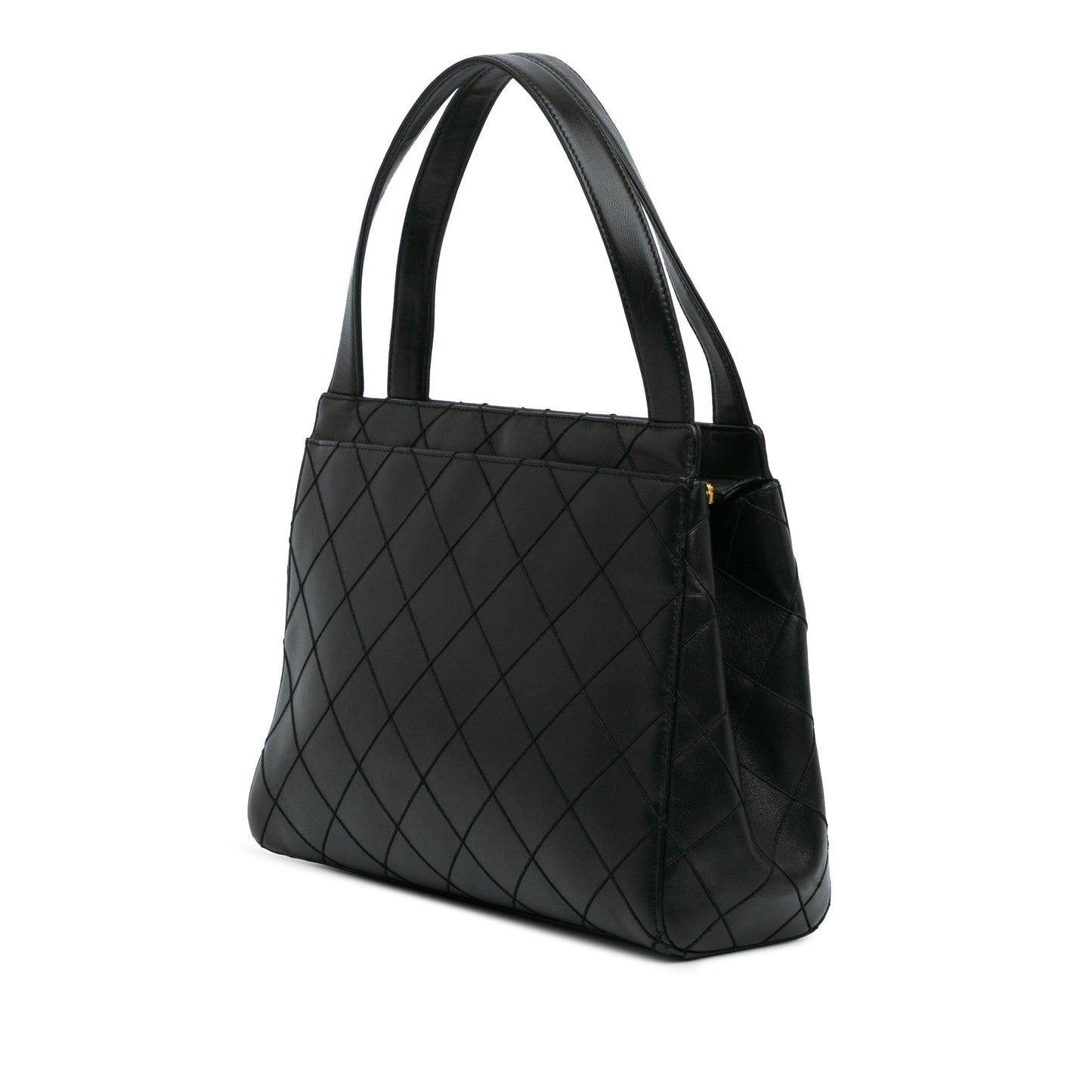 Black Chanel Stitched Lambskin Handbag