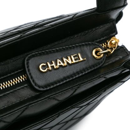 Black Chanel Stitched Lambskin Handbag