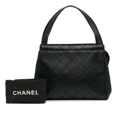 Black Chanel Stitched Lambskin Handbag