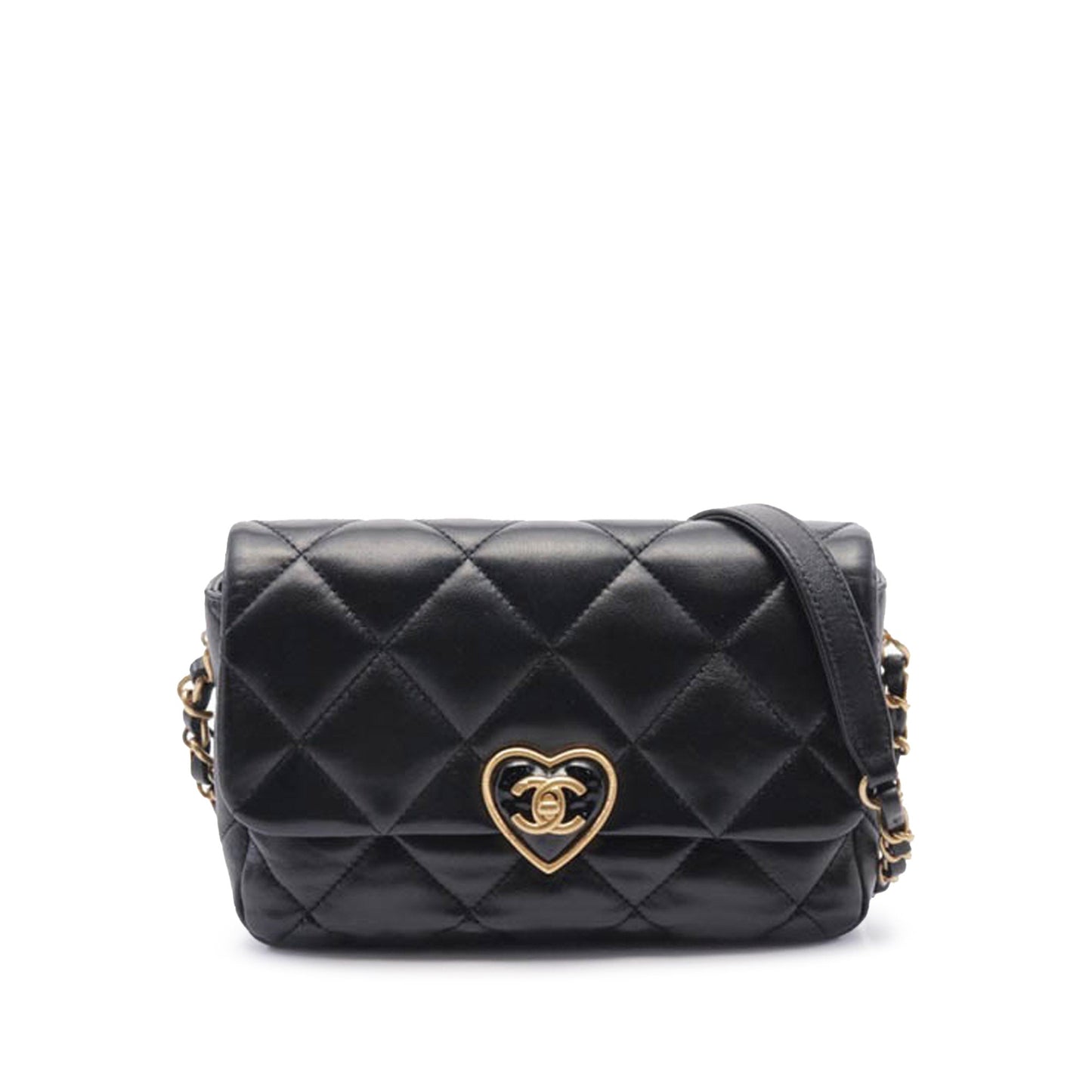 Black Chanel Small Quilted Lambskin Plexiglass Coco Love Flap Crossbody Bag