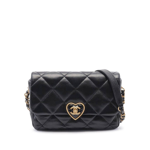 Black Chanel Small Quilted Lambskin Plexiglass Coco Love Flap Crossbody Bag