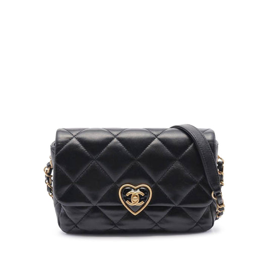 Black Chanel Small Quilted Lambskin Plexiglass Coco Love Flap Crossbody Bag