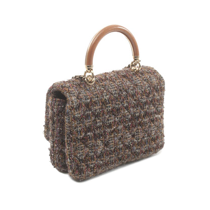 Brown Chanel Tweed Knock on Wood Satchel