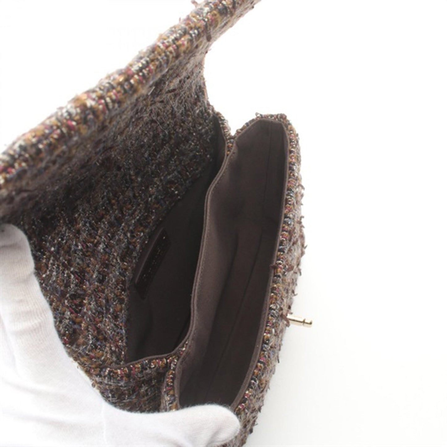 Brown Chanel Tweed Knock on Wood Satchel