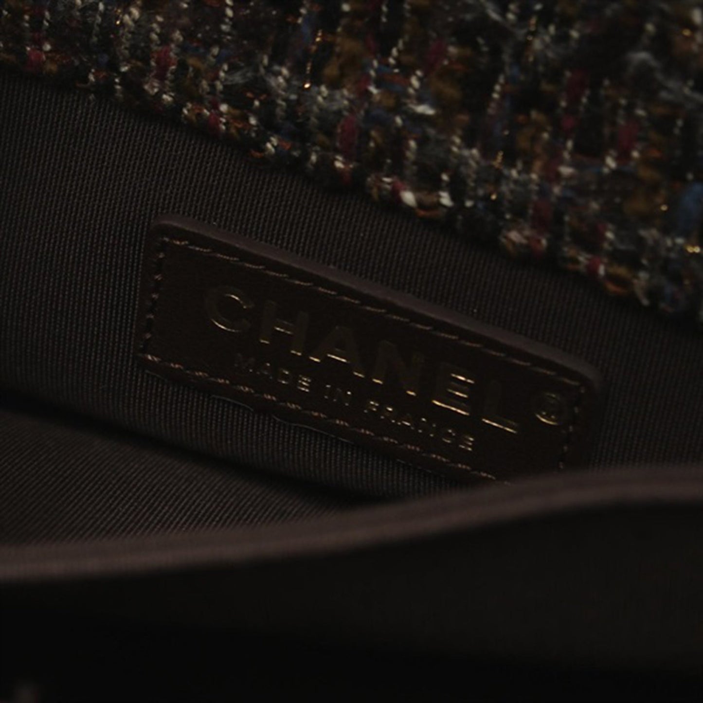 Brown Chanel Tweed Knock on Wood Satchel