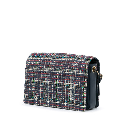 Blue Chanel CC Multicolor Tweed Double Flap Crossbody Bag