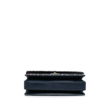 Blue Chanel CC Multicolor Tweed Double Flap Crossbody Bag