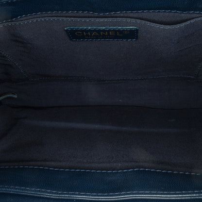 Blue Chanel CC Multicolor Tweed Double Flap Crossbody Bag
