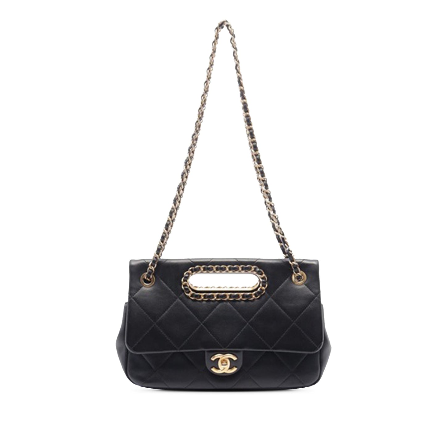 Black Chanel A Real Catch Lambskin Satchel