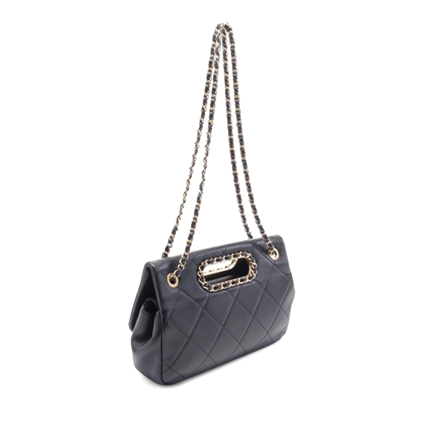 Black Chanel A Real Catch Lambskin Satchel