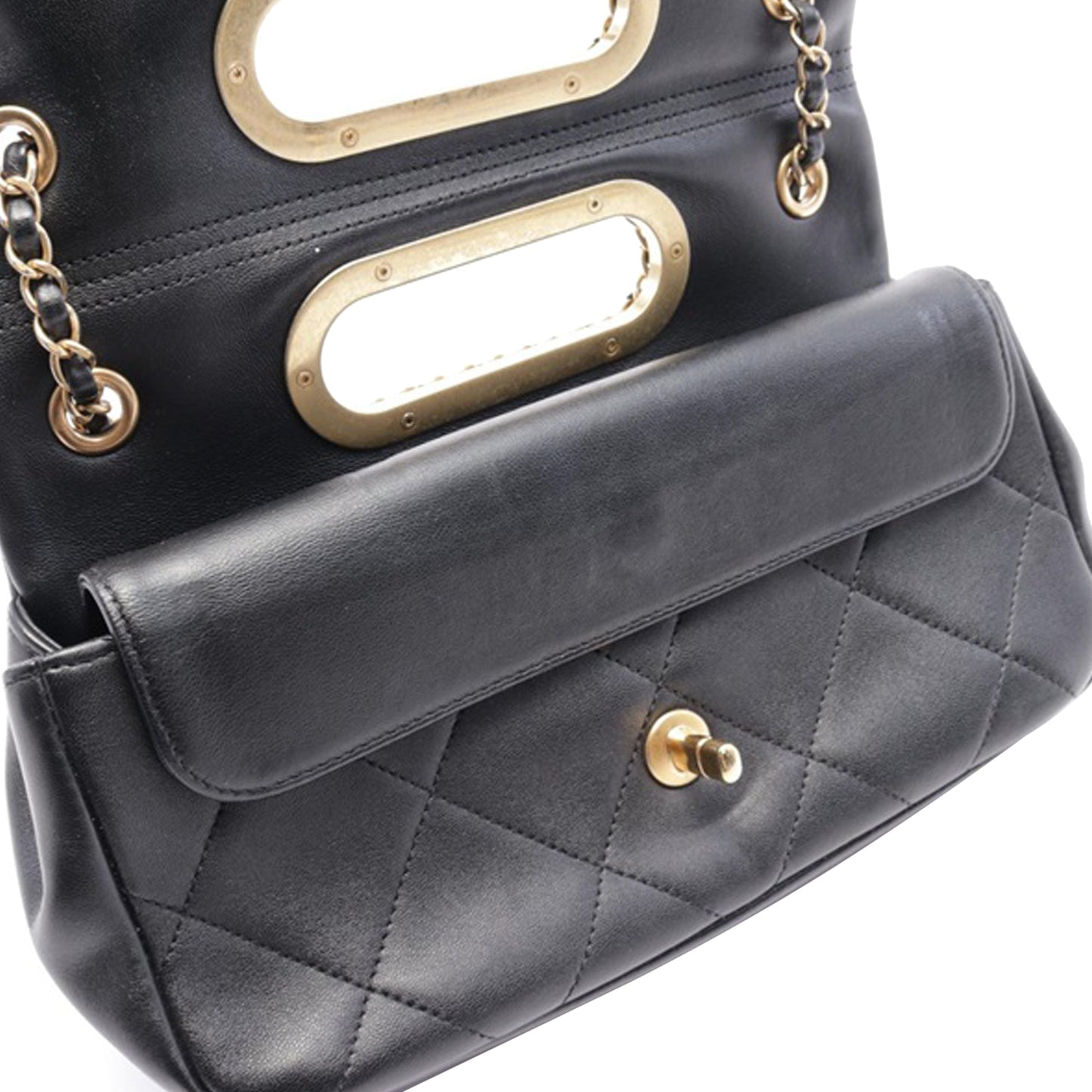 Black Chanel A Real Catch Lambskin Satchel