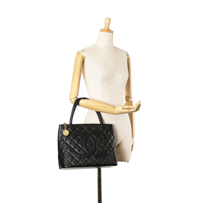 Black Chanel Caviar Medallion Tote