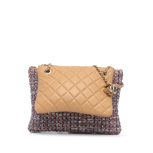 Chanel Sac Quilted Lambskin and Tweed Double Case with Chain