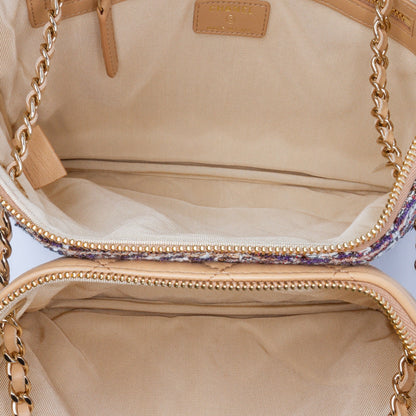 Chanel Sac Quilted Lambskin and Tweed Double Case with Chain