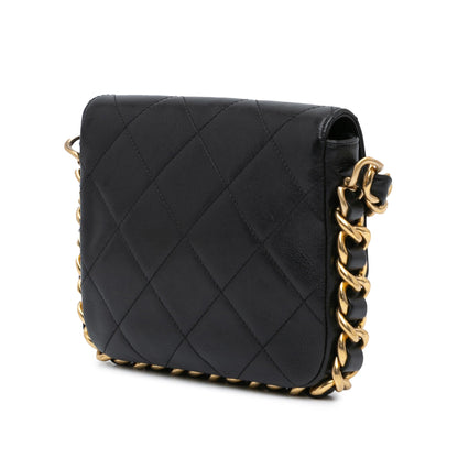 Black Chanel Small Quilted Calfskin Framing Chain Flap Crossbody Bag