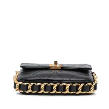 Black Chanel Small Quilted Calfskin Framing Chain Flap Crossbody Bag