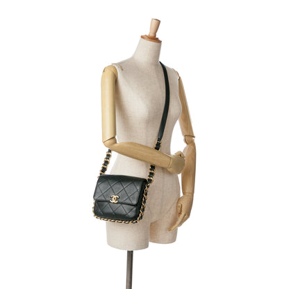 Black Chanel Small Quilted Calfskin Framing Chain Flap Crossbody Bag
