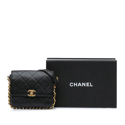 Black Chanel Small Quilted Calfskin Framing Chain Flap Crossbody Bag