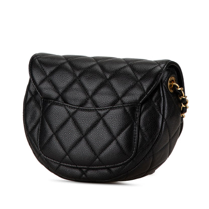 Black Chanel Small CC Quilted Caviar Chain Flap Crossbody Bag