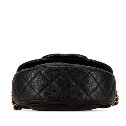 Black Chanel Small CC Quilted Caviar Chain Flap Crossbody Bag