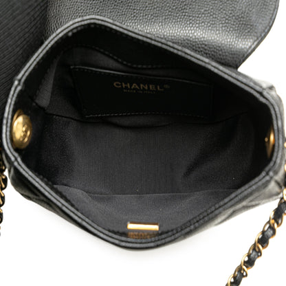 Black Chanel Small CC Quilted Caviar Chain Flap Crossbody Bag