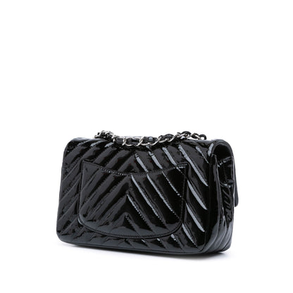 Chanel Sac Mini Rectangular Classic Chevron Patent Single Flap