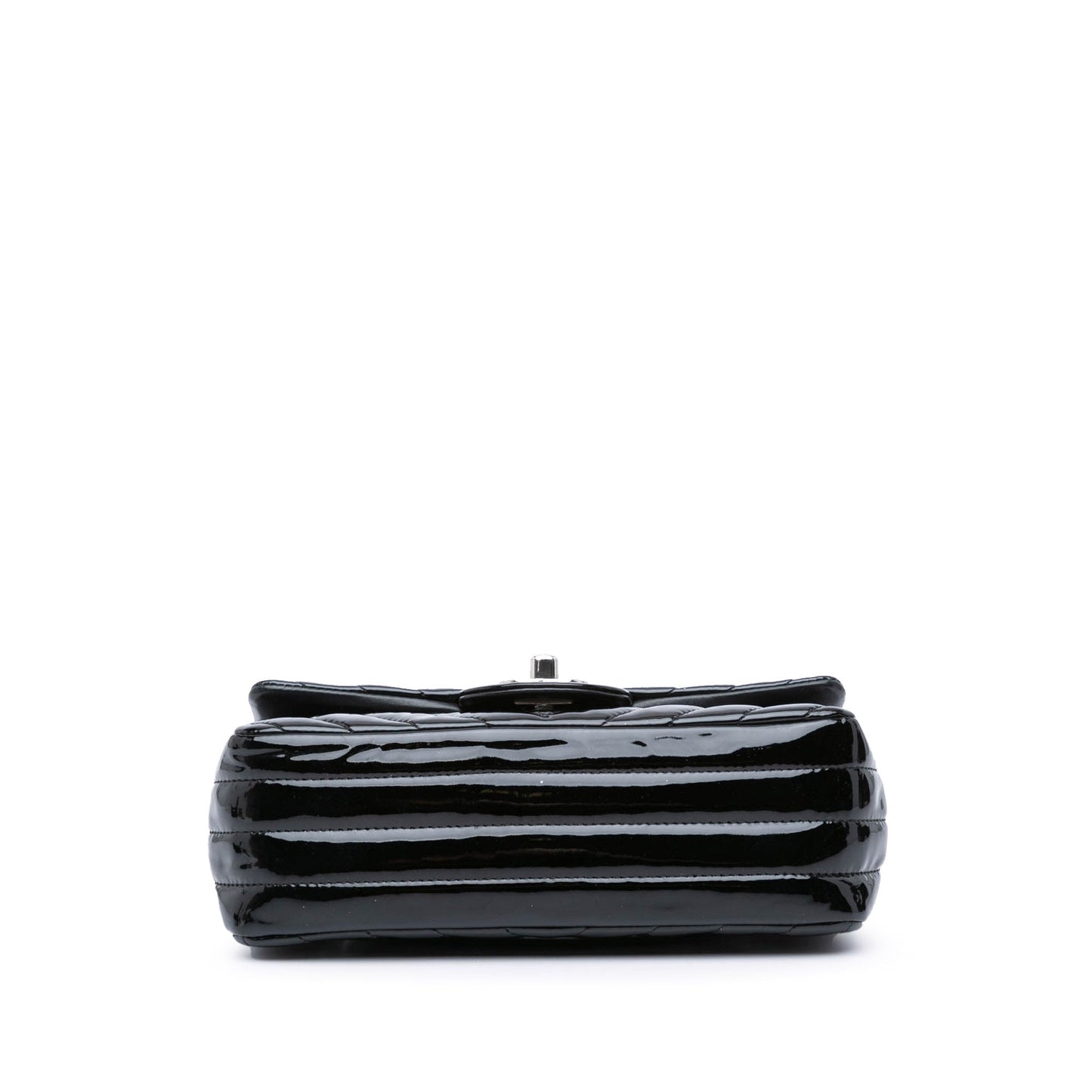 Black Chanel Mini Rectangular Classic Chevron Patent Single Flap Crossbody Bag