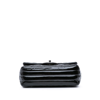 Black Chanel Mini Rectangular Classic Chevron Patent Single Flap Crossbody Bag
