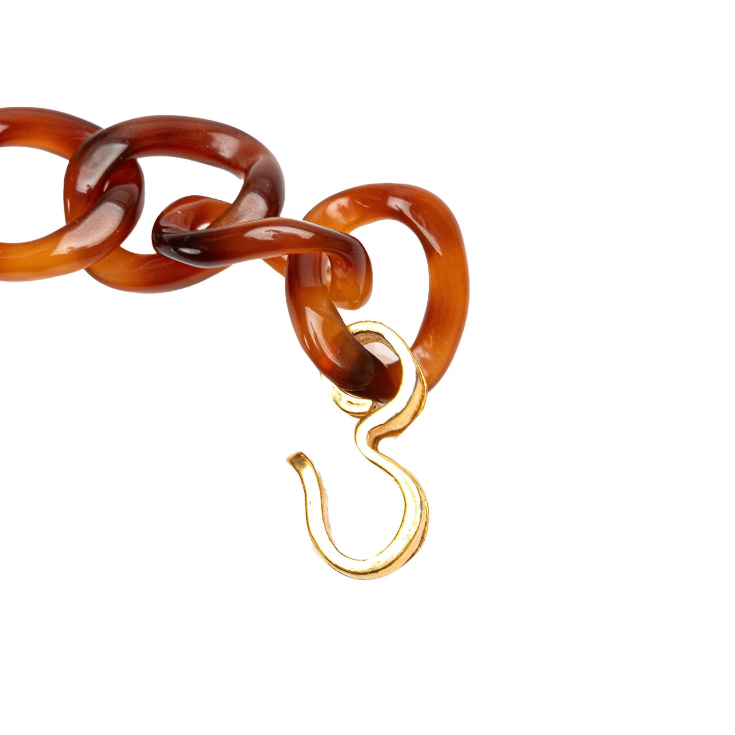Brown Chanel Tortoise Shell CC Clover Heart Chain Belt