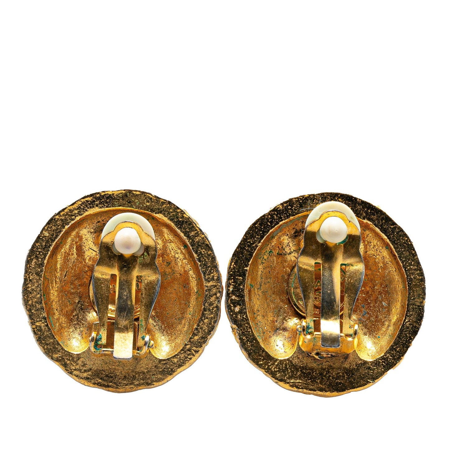 Gold Chanel Gold Plated CC Clip On Earrings