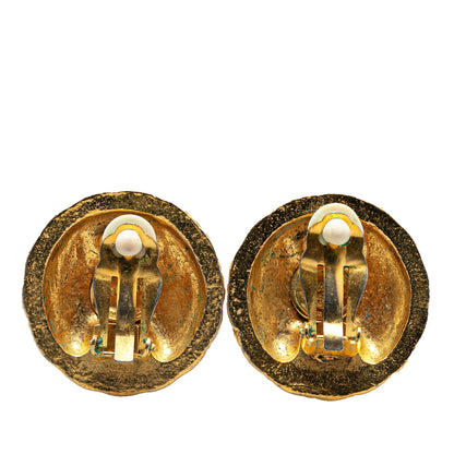 Gold Chanel Gold Plated CC Clip On Earrings