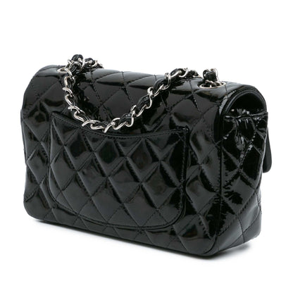 Black Chanel Mini Rectangular Classic Patent Single Flap Crossbody Bag