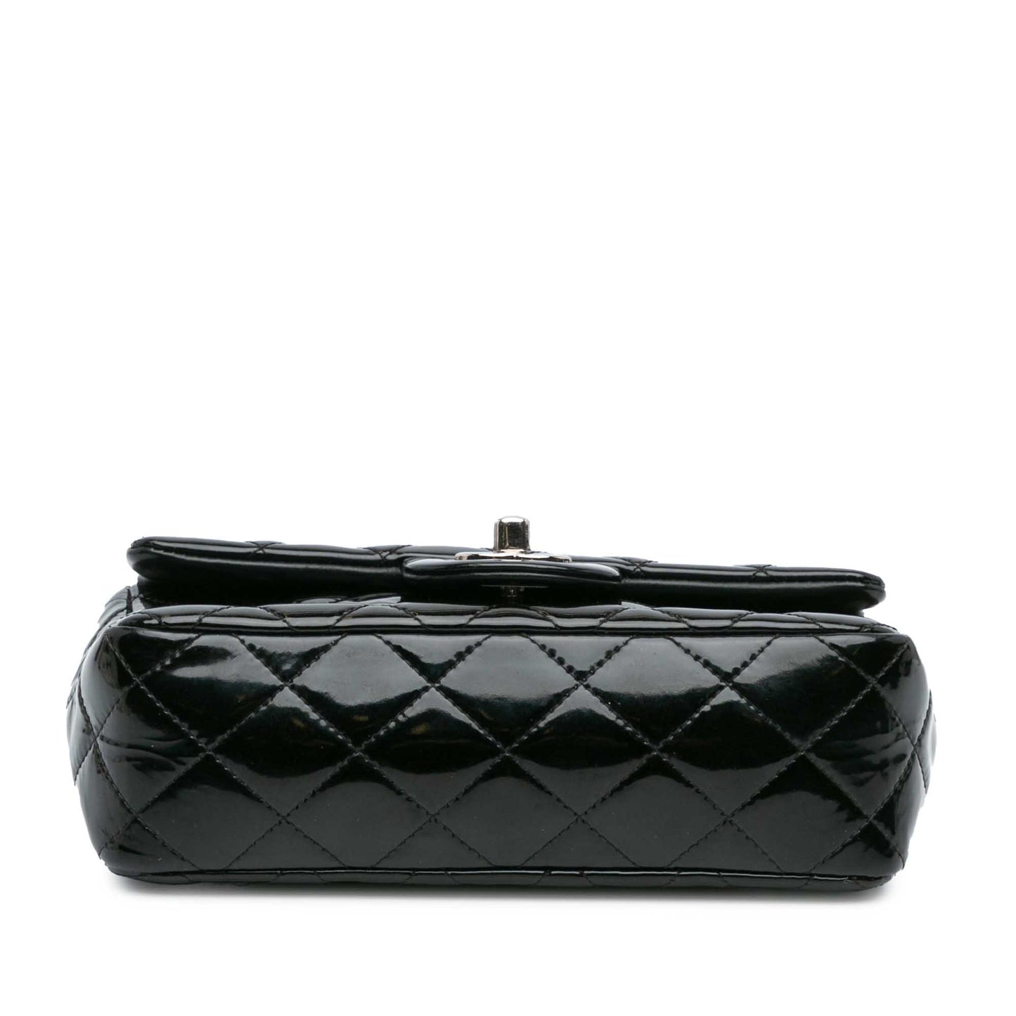 Black Chanel Mini Rectangular Classic Patent Single Flap Crossbody Bag