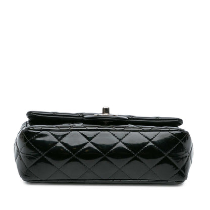 Black Chanel Mini Rectangular Classic Patent Single Flap Crossbody Bag