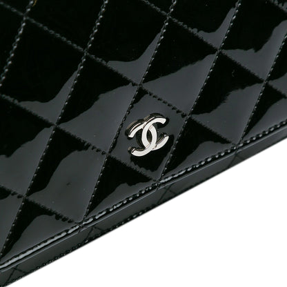 Black Chanel CC Quilted Patent Wallet On Chain Crossbody Bag
