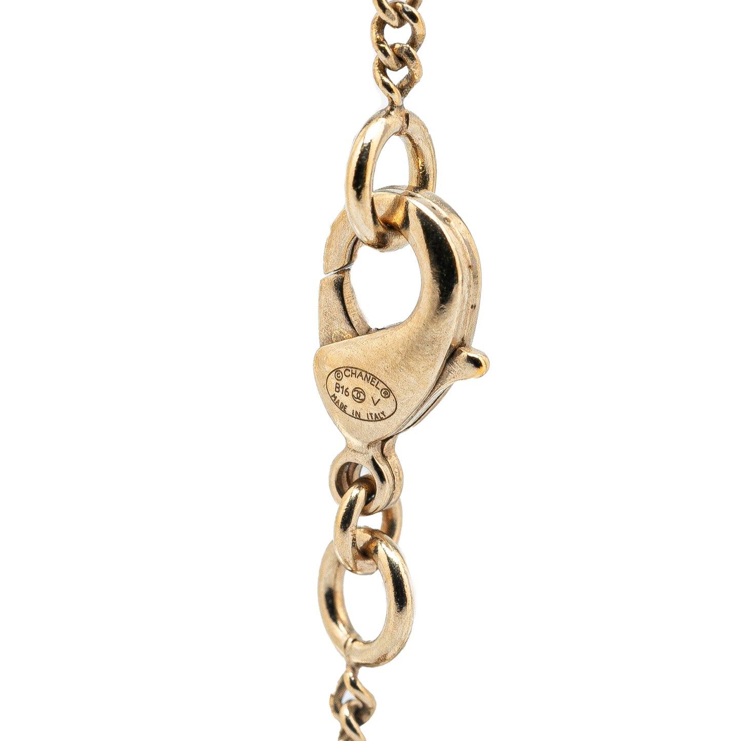 Gold Chanel Gold Plated CC Bow Crystal Pendant Necklace
