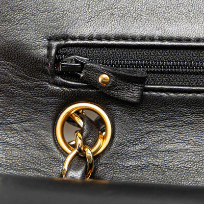 Black Chanel Small Classic Lambskin Double Flap Shoulder Bag
