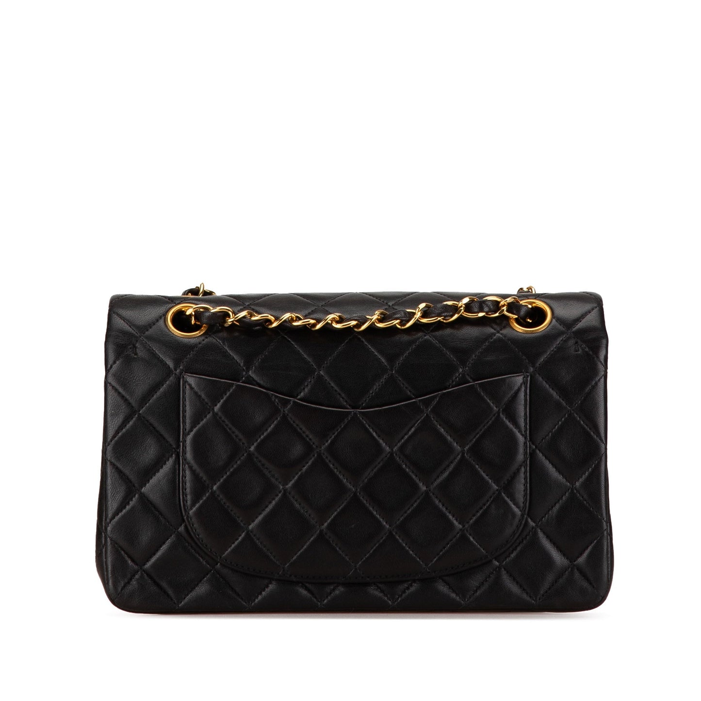 Black Chanel Small Classic Lambskin Double Flap Shoulder Bag
