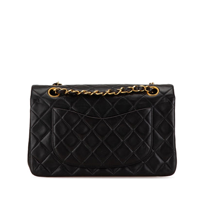 Black Chanel Small Classic Lambskin Double Flap Shoulder Bag