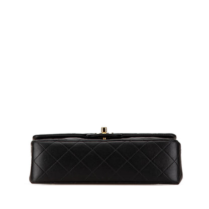 Black Chanel Small Classic Lambskin Double Flap Shoulder Bag