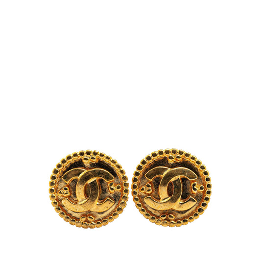 Gold Chanel Gold Plated CC Clip On Earrings