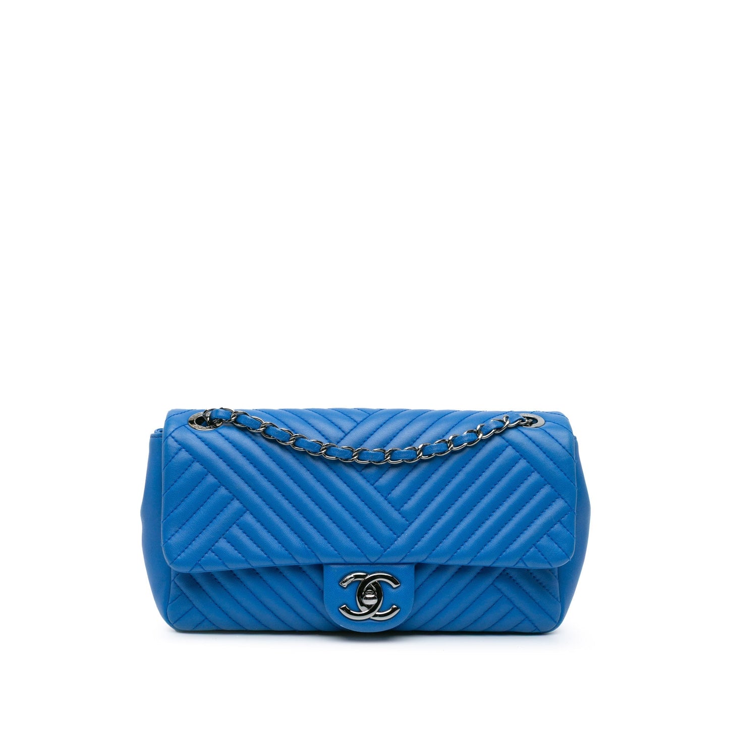 Blue Chanel Medium Lambskin CC Crossing Flap Shoulder Bag